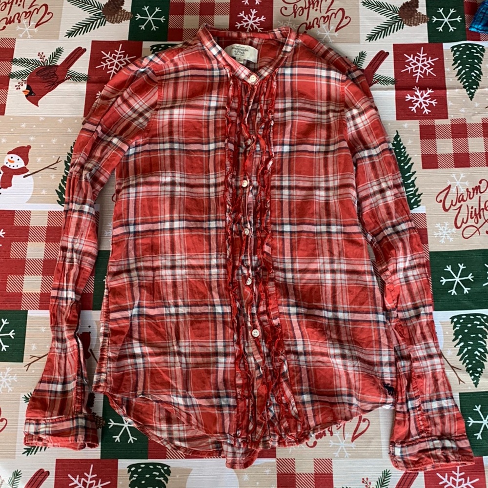 Light Weight Red Plaid Abrecrombe Button Down Blouse